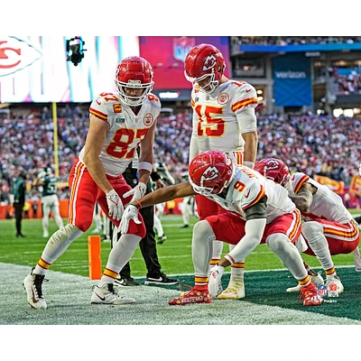 Travis Kelce Kansas City Chiefs Unsigned Super Bowl LVII Champions Touchdown Celebration Dance Photograph