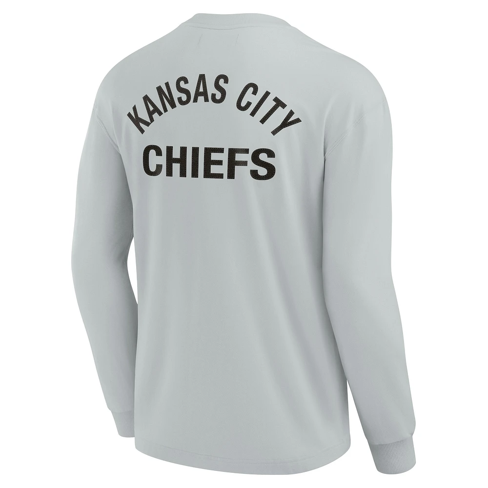 T-shirt unisexe Fanatics gris Kansas City Chiefs Elements super doux à manches longues