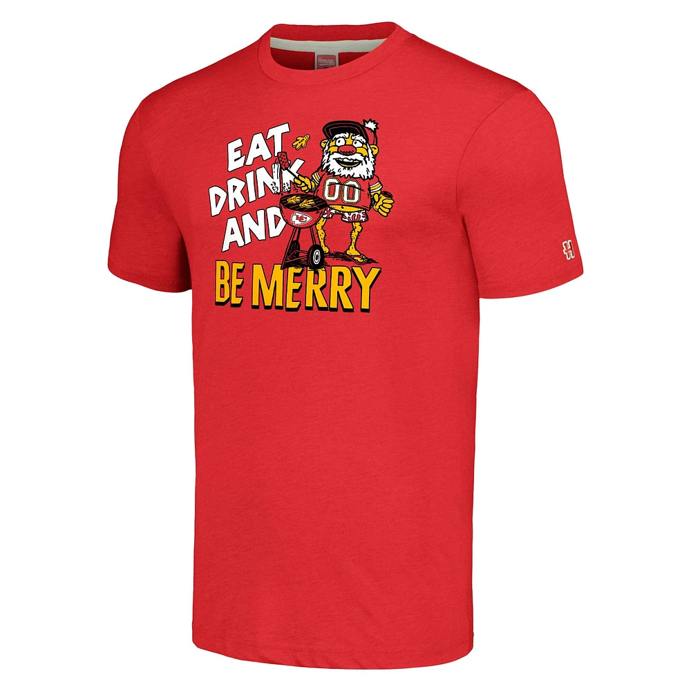 Unisex Homage Red Kansas City Chiefs Holiday Tri-Blend T-Shirt