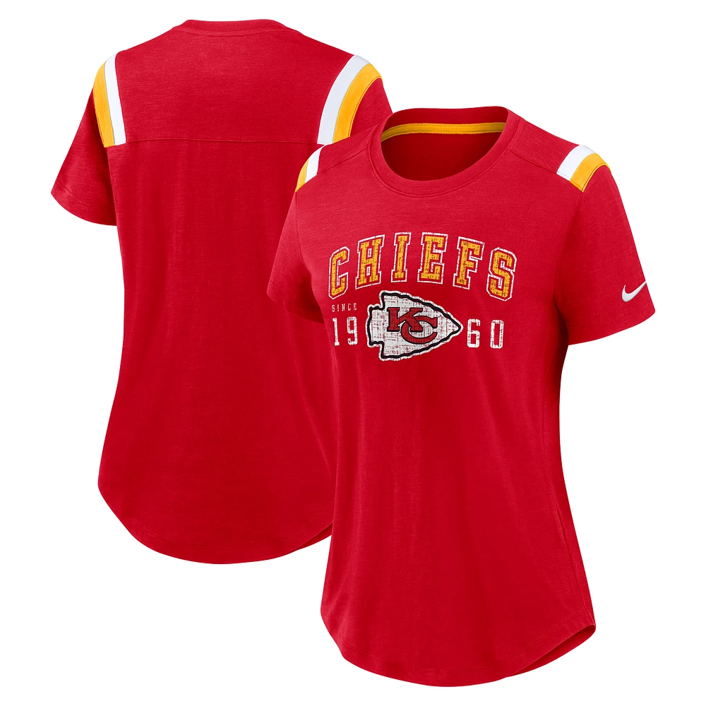 Women's Nike Heather Red Kansas City Chiefs Historic Slub Fashion T-Shirt