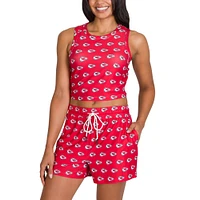 Women's Concepts Sport Kansas City Chiefs Gauge Allover Print Cropped Tank Top & Shorts Sleep Set
