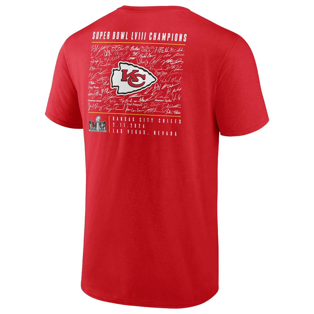 Women's Fanatics Red Kansas City Chiefs Super Bowl LVIII Champions Roster T-Shirt