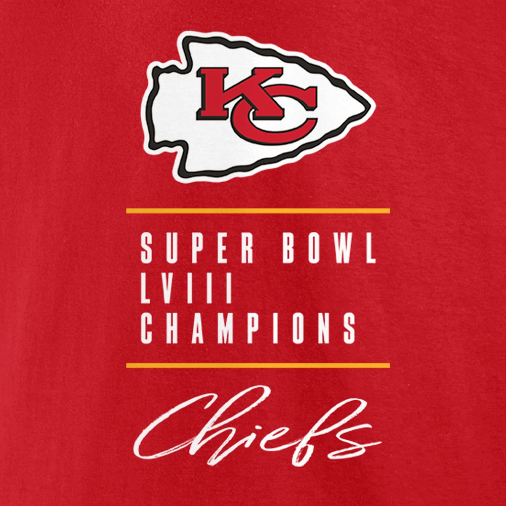 Women's Fanatics Red Kansas City Chiefs Super Bowl LVIII Champions Roster T-Shirt