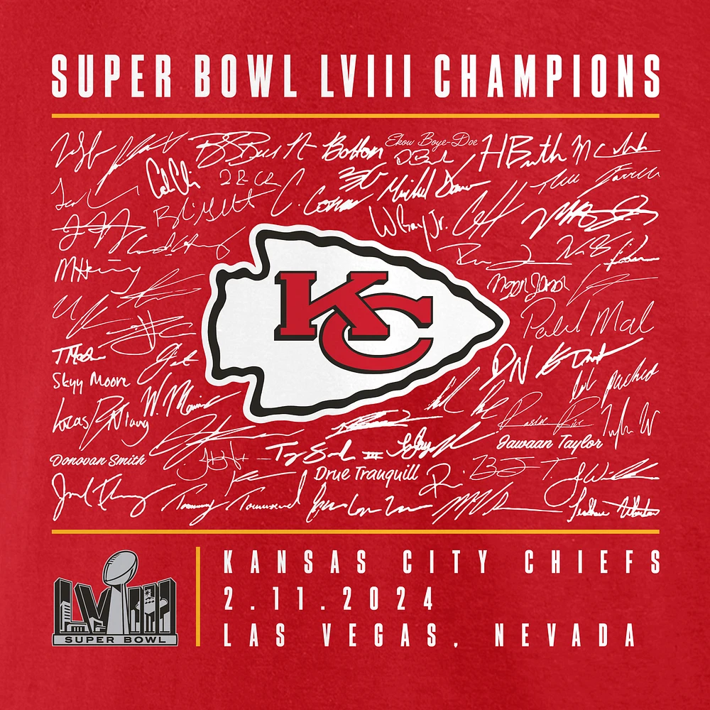 Women's Fanatics Red Kansas City Chiefs Super Bowl LVIII Champions Roster T-Shirt