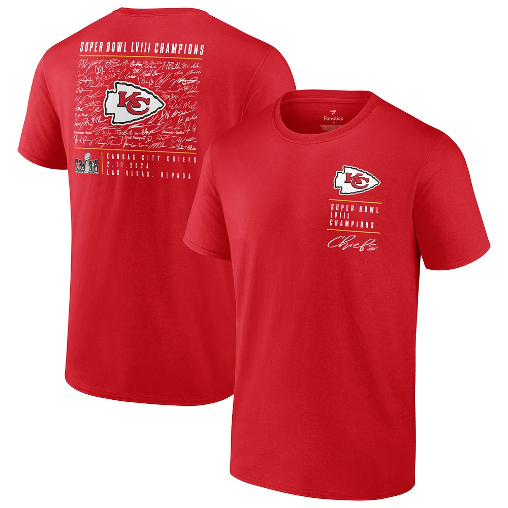 Women's Fanatics Red Kansas City Chiefs Super Bowl LVIII Champions Roster T-Shirt