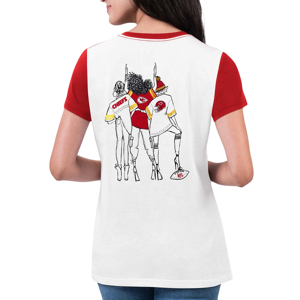 Women's G-III 4Her by Carl Banks White Kansas City Chiefs Fashion Illustration T-Shirt