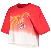 Women's Majestic Threads Patrick Mahomes Red/White Kansas City Chiefs Dip-Dye Player Name & Number Crop Top
