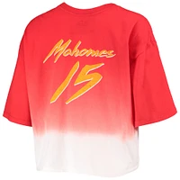 Women's Majestic Threads Patrick Mahomes Red/White Kansas City Chiefs Dip-Dye Player Name & Number Crop Top
