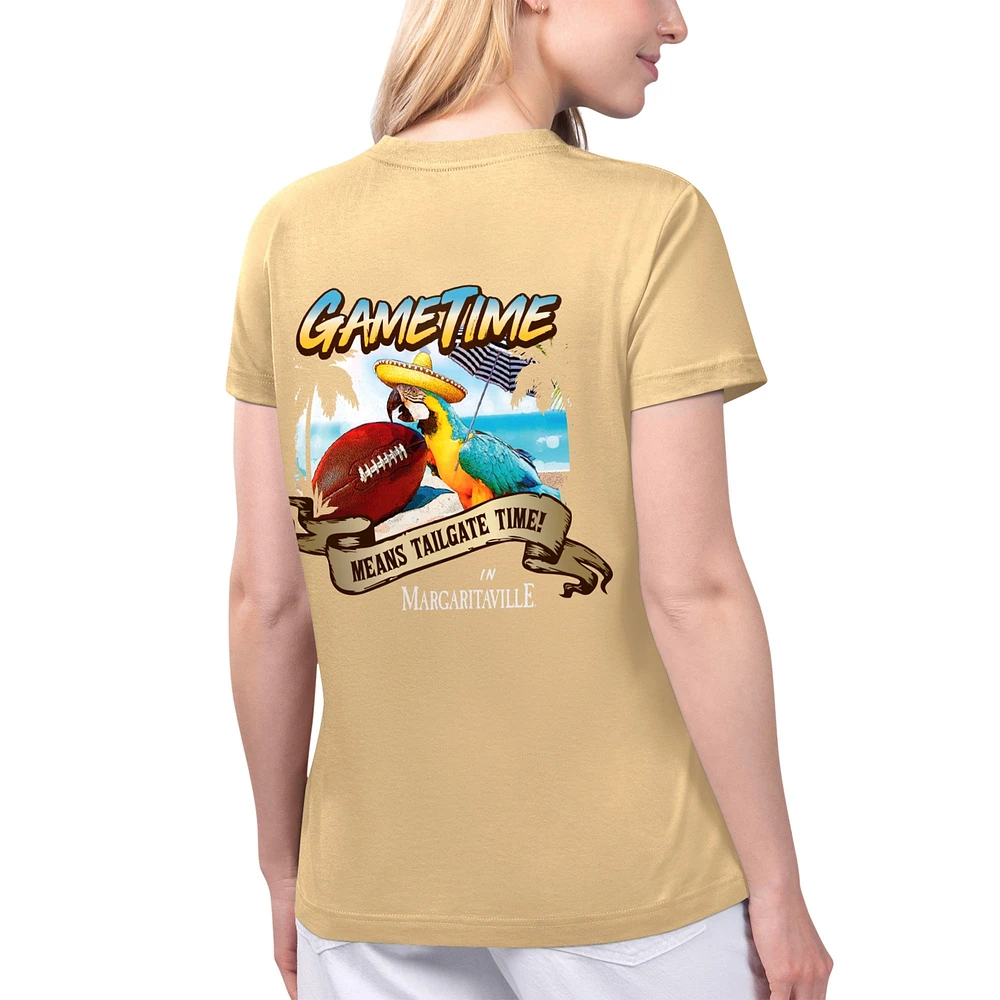 T-shirt à col en V pour femmes, Margaritaville Gold, Kansas City Chiefs Game Time