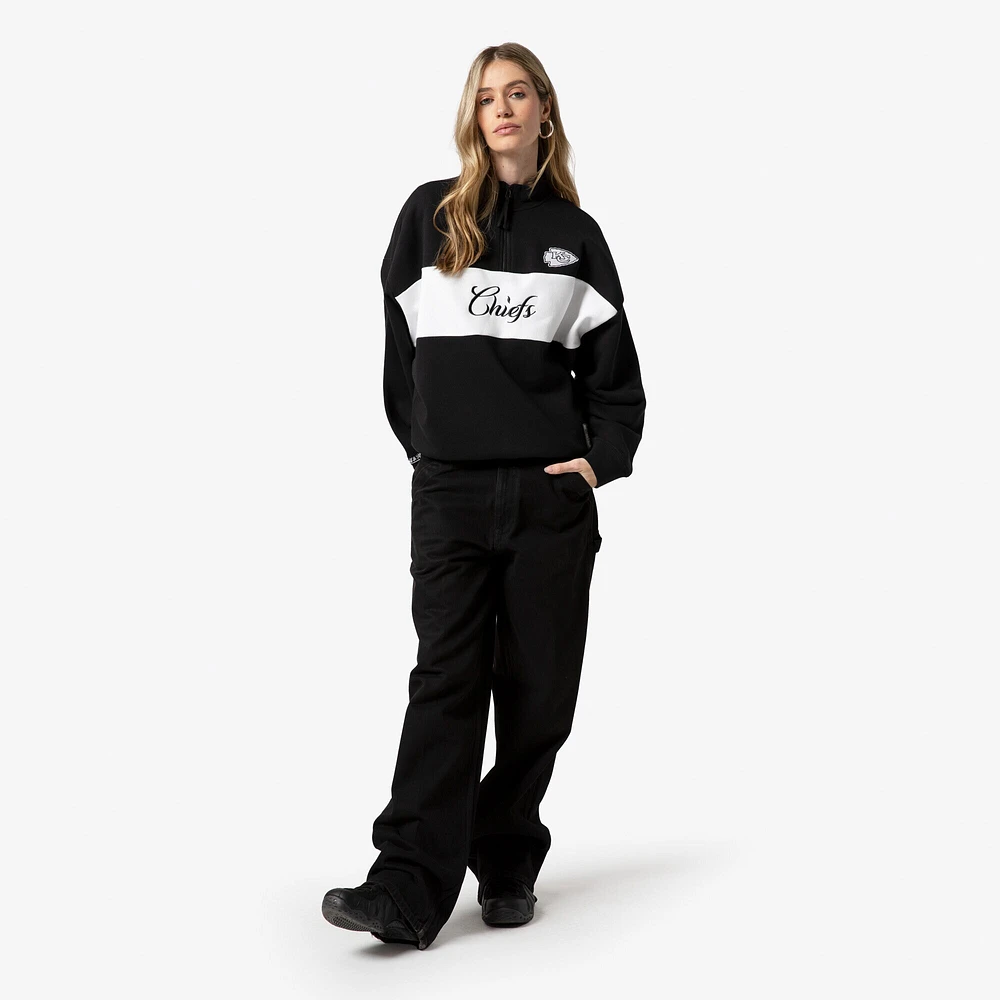Women's Mitchell & Ness Black Kansas City Chiefs Quarter-Zip Jacket
