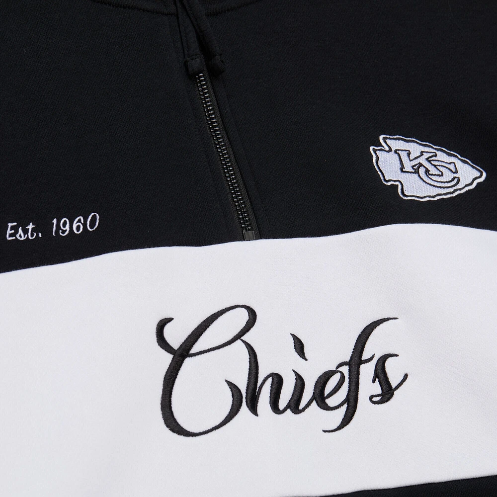 Women's Mitchell & Ness Black Kansas City Chiefs Quarter-Zip Jacket