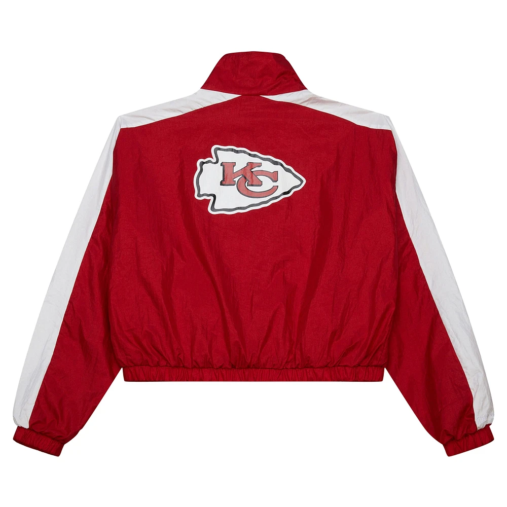 Women's Mitchell & Ness Red Kansas City Chiefs Nylon Cropped Full-Zip Jacket