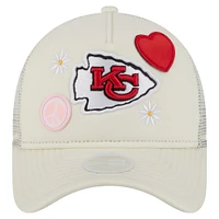 Women's New Era Cream Kansas City Chiefs All Love 9FORTY Adjustable Trucker Hat