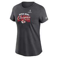 Women's Nike  Anthracite Kansas City Chiefs Super Bowl LVIII Champions Iconic Essential T-Shirt