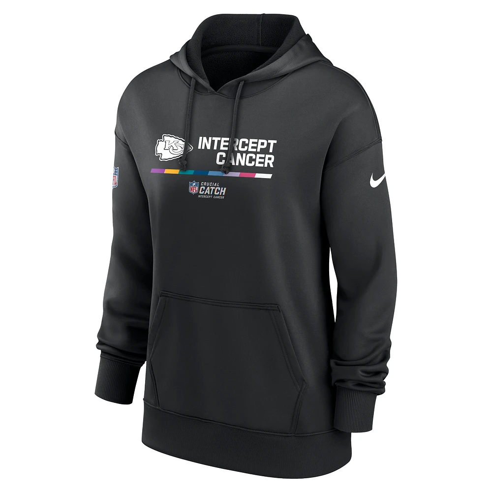 Sweat à capuche Nike noir Kansas City Chiefs 2022 NFL Crucial Catch Therma Performance pour femme