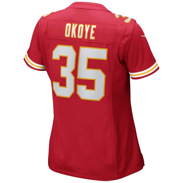 Maillot de joueur retraité du match Nike Christian Okoye des Chiefs Kansas City pour femme, rouge