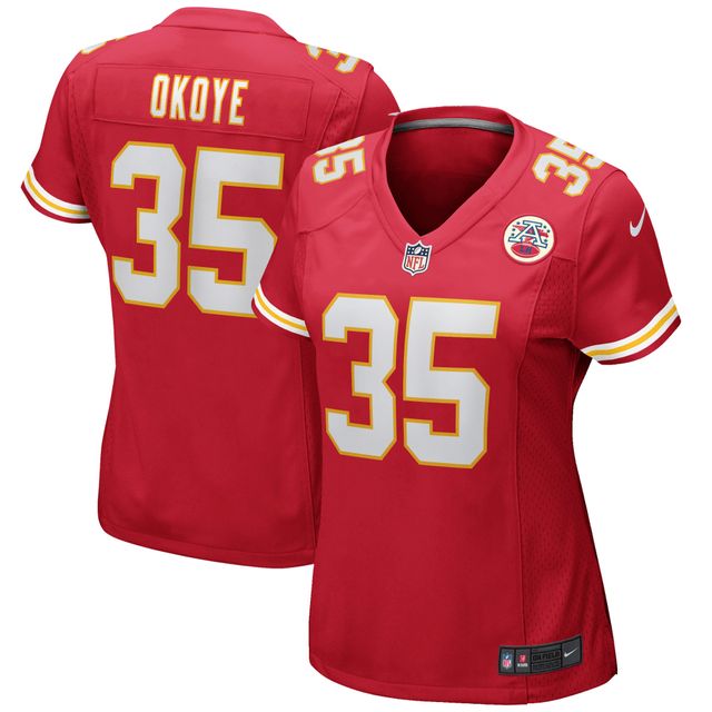 Maillot de joueur retraité du match Nike Christian Okoye des Chiefs Kansas City pour femme, rouge