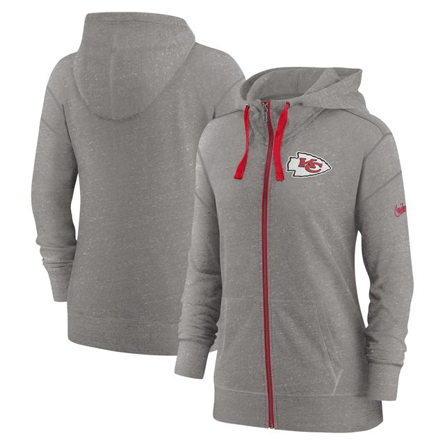 Sweat à capuche zippé sur toute la longueur Nike Heather Charcoal Kansas City Chiefs Gym Vintage pour femme