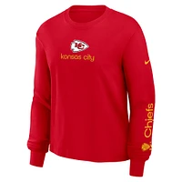 T-shirt à manches longues Nike rouge Kansas City Chiefs pour femme