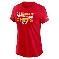 Women's Nike Red Kansas City Chiefs Nine-Straight AFC West Division Champions T-Shirt