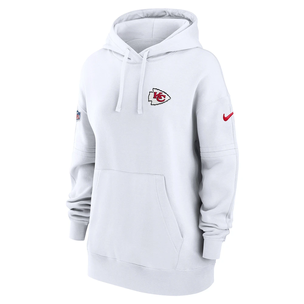 Women's Nike White Kansas City Chiefs 2023 Sideline Club Fleece Pullover Hoodie