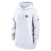 Women's Nike White Kansas City Chiefs 2023 Sideline Club Fleece Pullover Hoodie