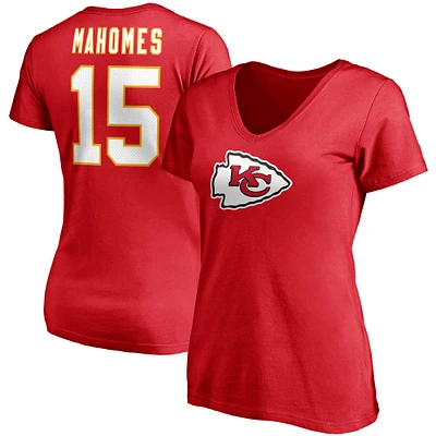 Women's Patrick Mahomes Red Kansas City Chiefs Player Icon Name & Number V-Neck T-Shirt