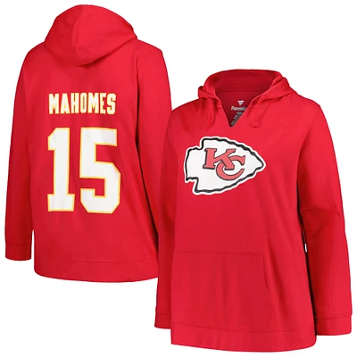 Profil pour femme Patrick Mahomes Rouge Kansas City Chiefs Grande taille Nom et numéro du joueur Sweat à capuche