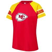 Women's Starter Red Kansas City Chiefs 1st Rounder Color Block Raglan Top