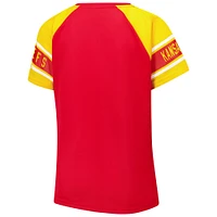 Women's Starter Red Kansas City Chiefs 1st Rounder Color Block Raglan Top