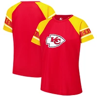Women's Starter Red Kansas City Chiefs 1st Rounder Color Block Raglan Top