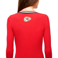 Women's STAUD Red Kansas City Chiefs Shoko Knit Button-Up V-Neck Sweater Dress
