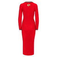Women's STAUD Red Kansas City Chiefs Shoko Knit Button-Up V-Neck Sweater Dress