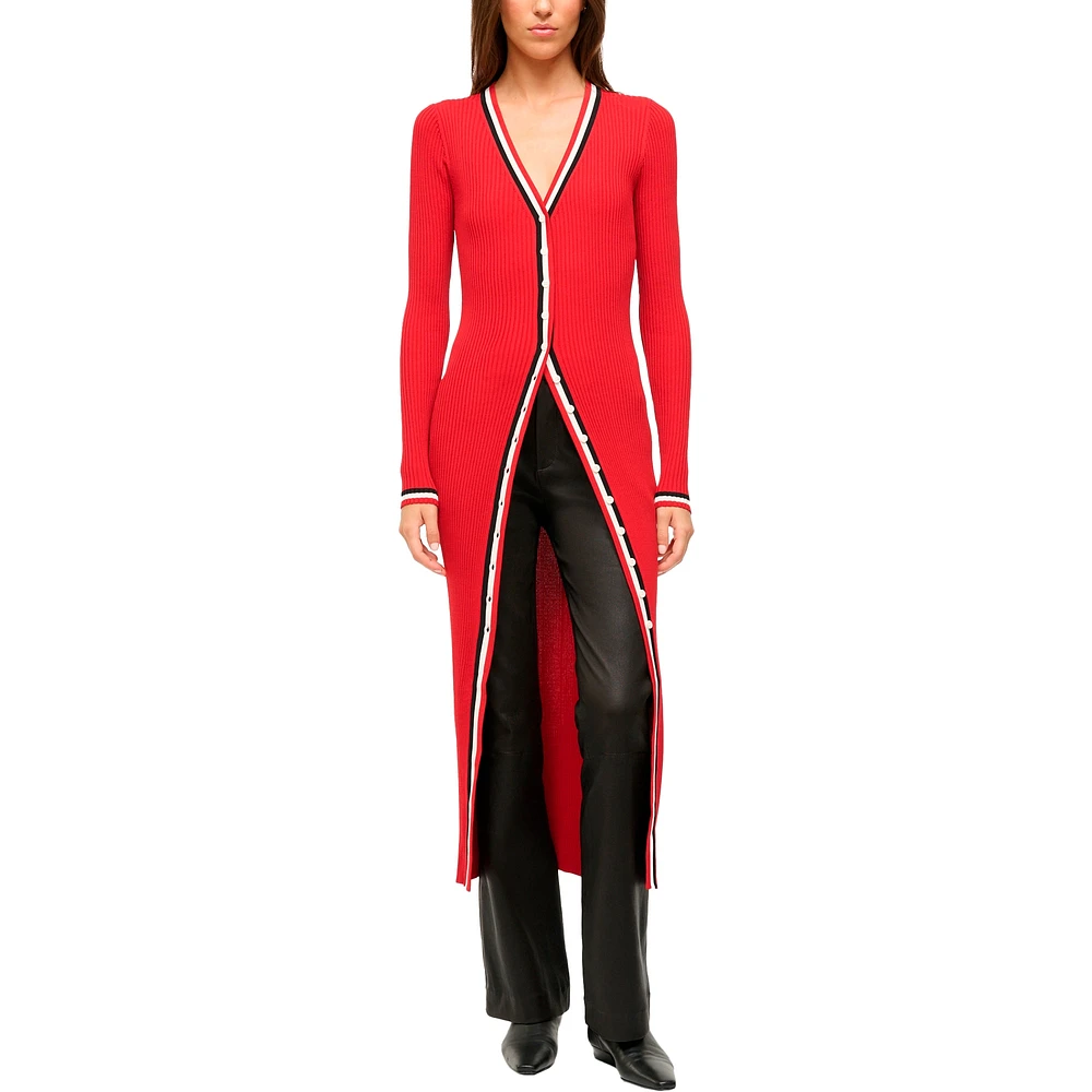 Women's STAUD Red Kansas City Chiefs Shoko Knit Button-Up V-Neck Sweater Dress