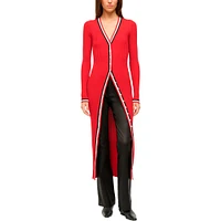 Women's STAUD Red Kansas City Chiefs Shoko Knit Button-Up V-Neck Sweater Dress