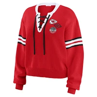 Women's WEAR by Erin Andrews Red  Kansas City Chiefs Lace-Up Sweater