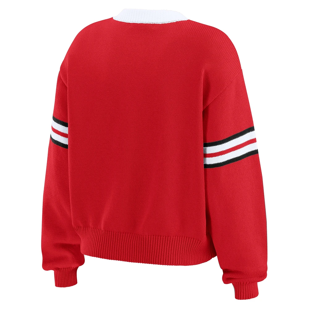 Women's WEAR by Erin Andrews Red  Kansas City Chiefs Lace-Up Sweater
