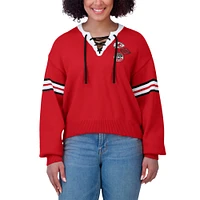 Women's WEAR by Erin Andrews Red  Kansas City Chiefs Lace-Up Sweater
