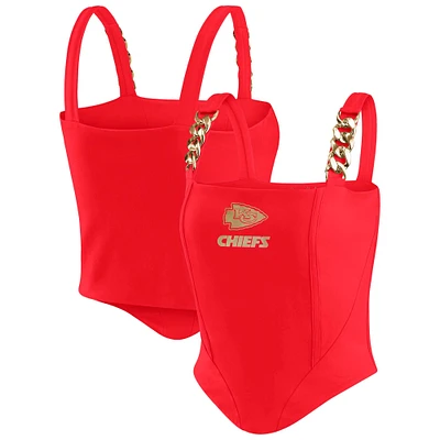 Haut corset à maillons en chaîne rouge des Kansas City Chiefs pour femme WEAR by Erin Andrews x Gracie Hunt