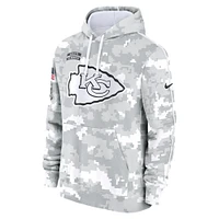 Youth Nike White/Gray Kansas City Chiefs 2024 Salute To Service Pullover Hoodie