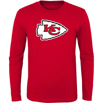T-shirt rouge à manches longues avec logo principal des Chiefs de Kansas City pour jeune