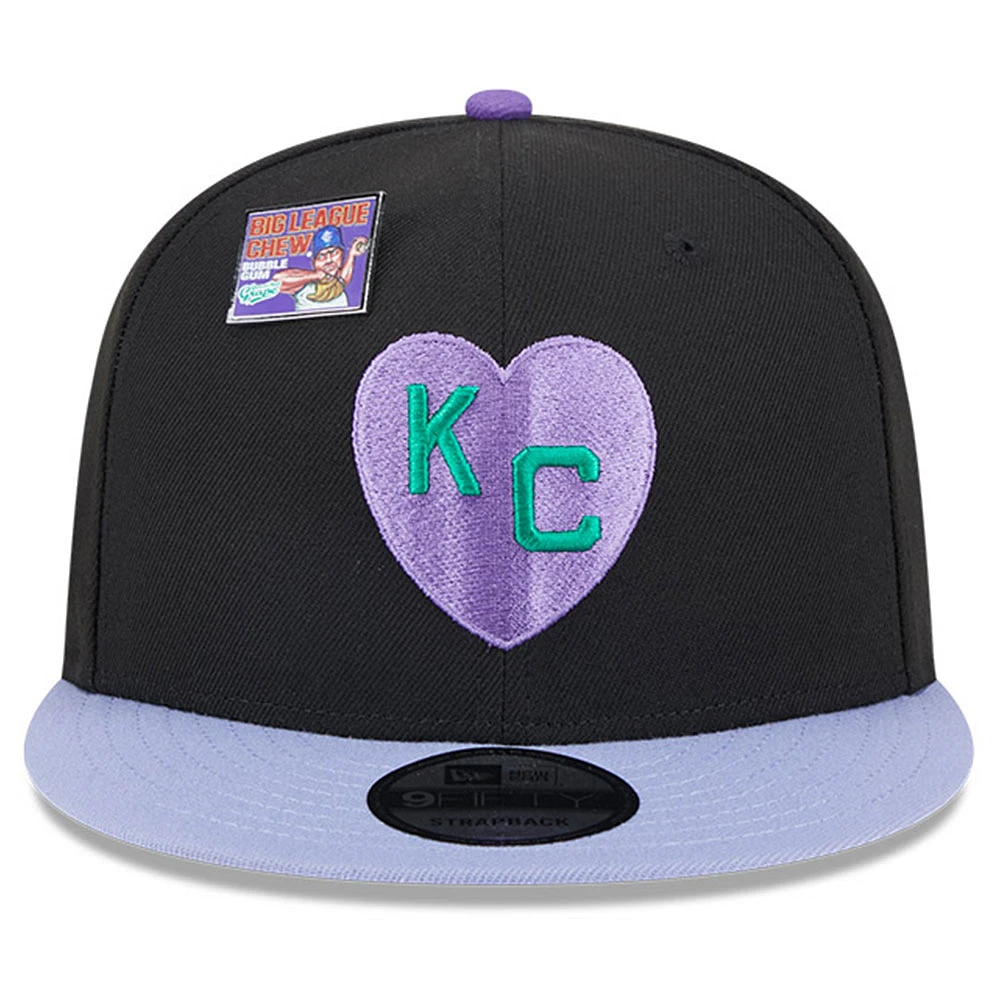 Men's New Era Black/Purple Kansas City Monarchs Grape Big League Chew Flavor Pack 9FIFTY Snapback Hat