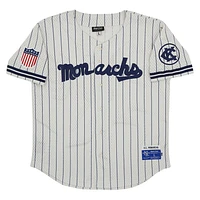 Men's Rings & Crwns #5 Cream Kansas City Monarchs Mesh Button-Down Replica Jersey