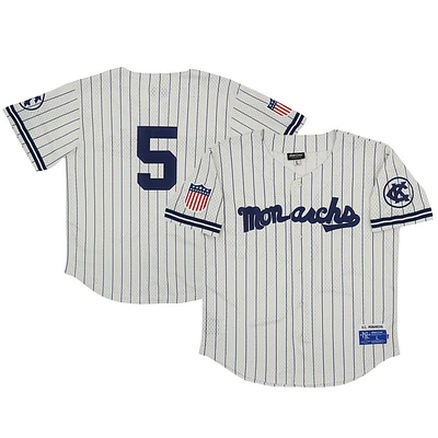 Maillot Homme Rings & Crwns #5 Crème Kansas City Monarchs Mesh Button-Down Replica Jersey