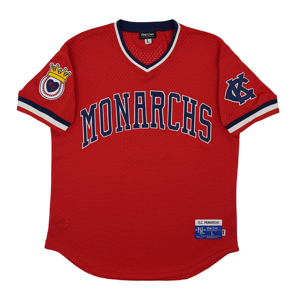 Men's Rings & Crwns #5 Red Kansas City Monarchs Mesh Replica V-Neck Jersey