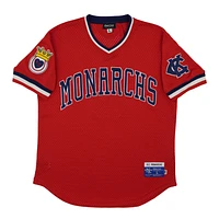 Men's Rings & Crwns #5 Red Kansas City Monarchs Mesh Replica V-Neck Jersey