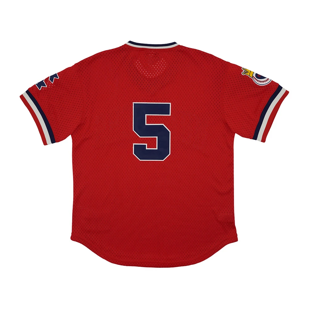 Men's Rings & Crwns #5 Red Kansas City Monarchs Mesh Replica V-Neck Jersey