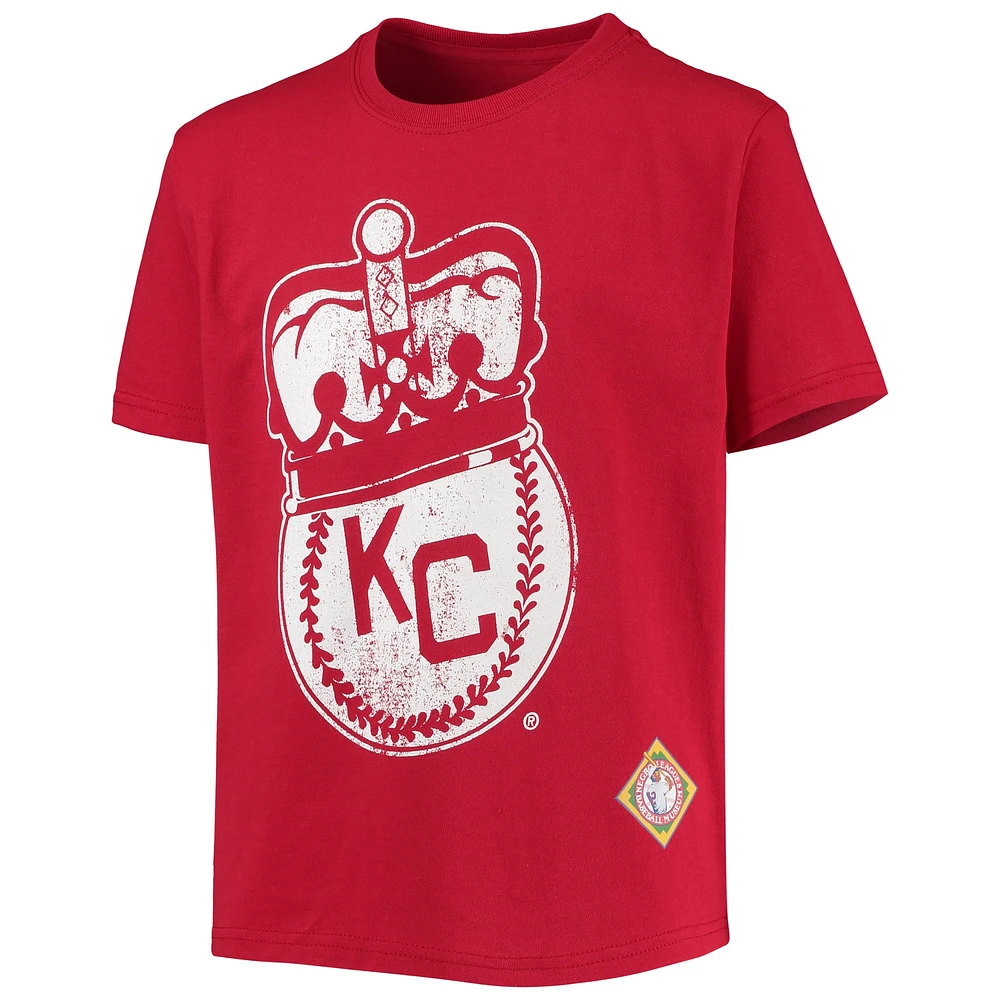 Youth Stitches Red Kansas City Monarchs Negro League Logo T-Shirt