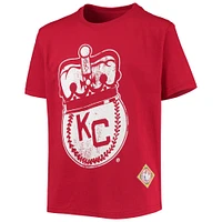 Youth Stitches Red Kansas City Monarchs Negro League Logo T-Shirt
