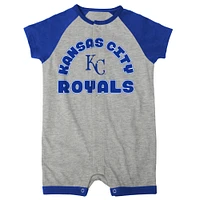 Infant  Heather Gray Kansas City Royals Extra Base Hit Raglan Full-Snap Romper
